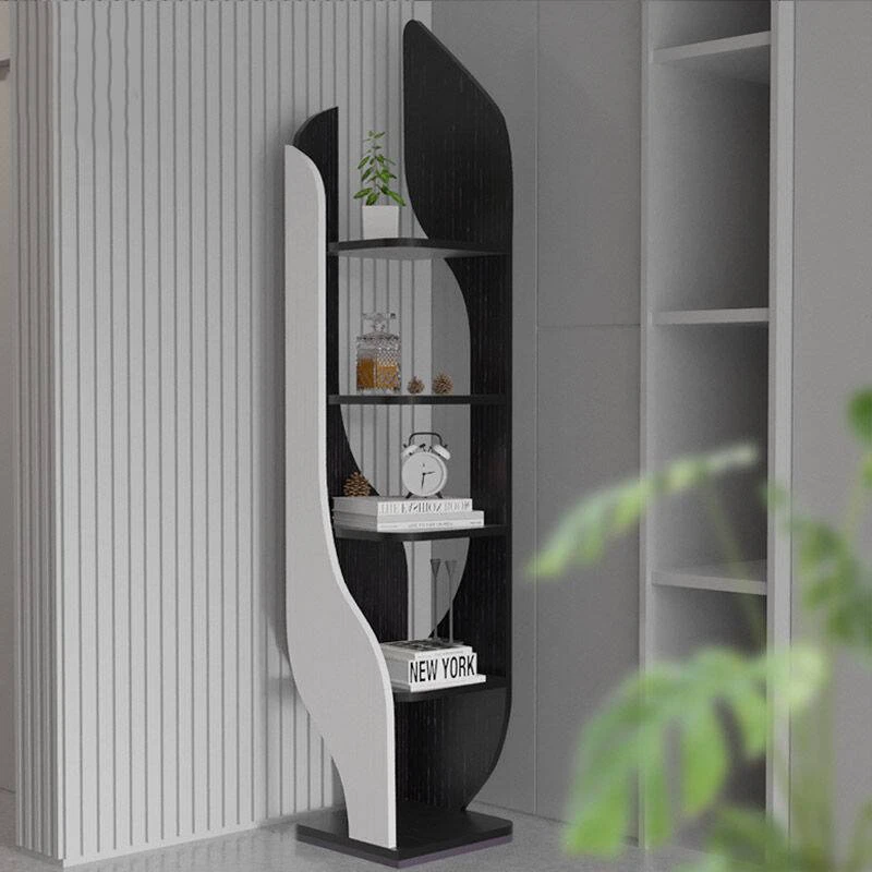 转角柜落地书架客厅北欧多层置物架创意轻奢拐角办公现代简约书柜