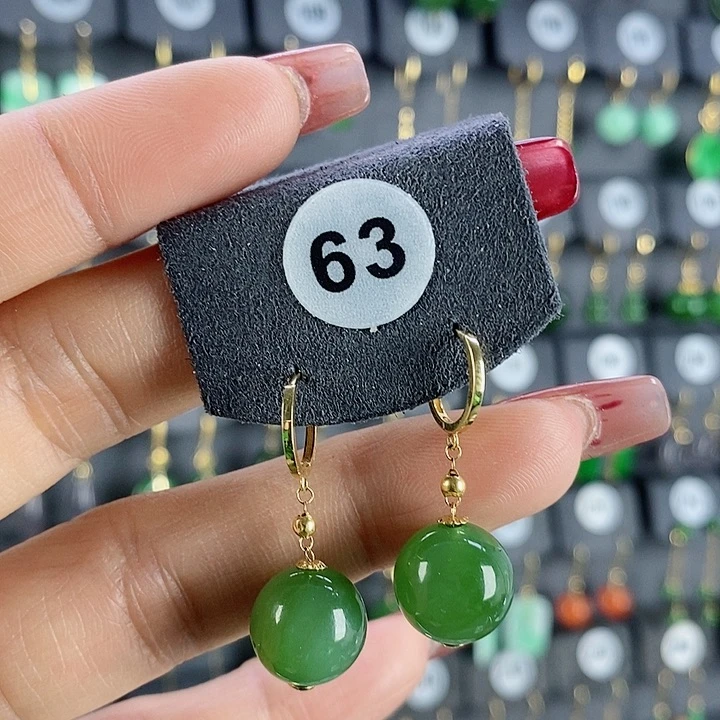 和田玉耳饰18K金镶嵌