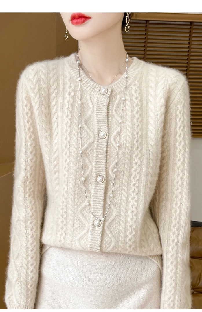 钻扣 加厚纽花开衫 羊毛衫外套打底