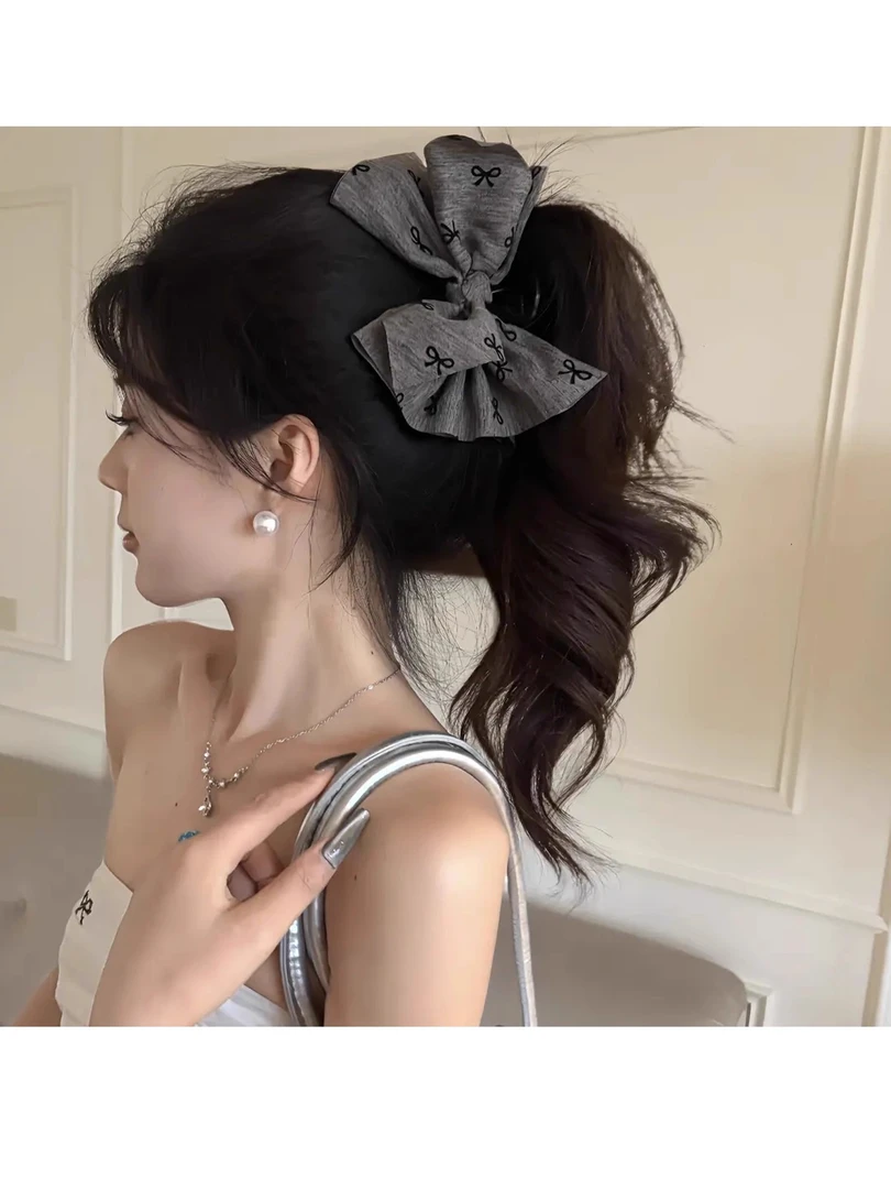 韩系不规则蝴蝶结抓夹女新款高级感发量大后脑勺盘发夹鲨鱼夹发饰