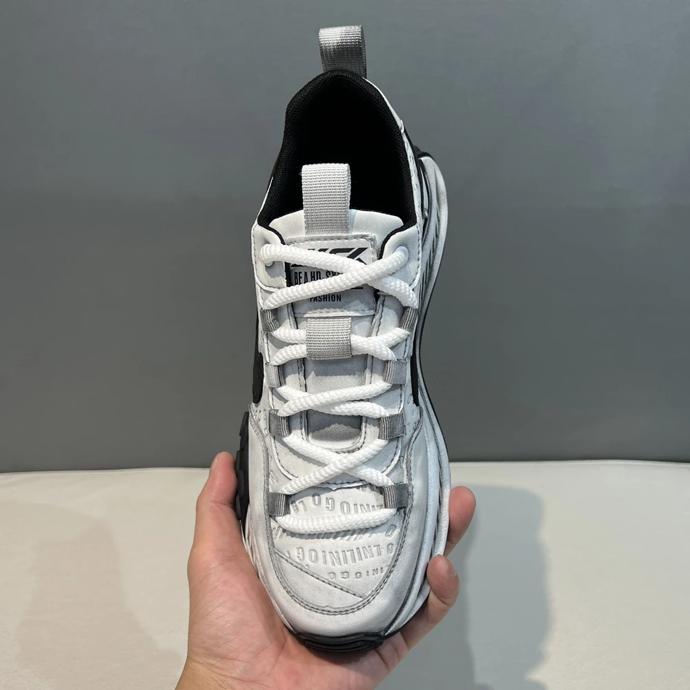 擦色做旧潮牌老爹鞋时尚运动百搭软底软面舒适男士潮流休闲鞋秋季