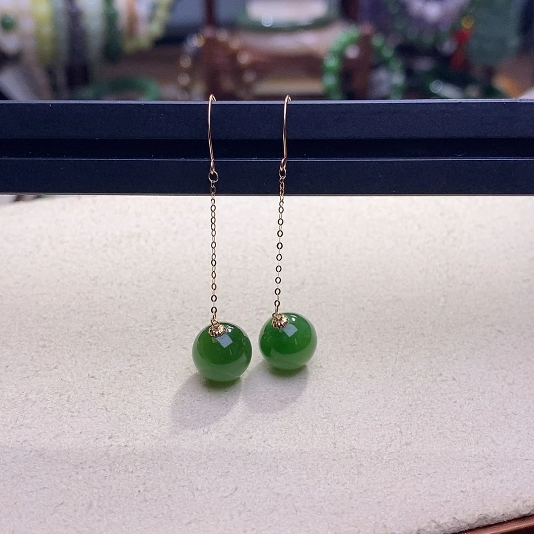 未镶嵌手镯和田玉福利价金镶碧玉耳环9.5