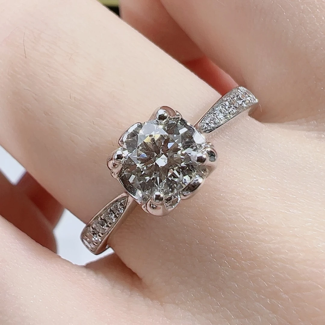 天然钻石戒指/指环18K金镶嵌A19050230