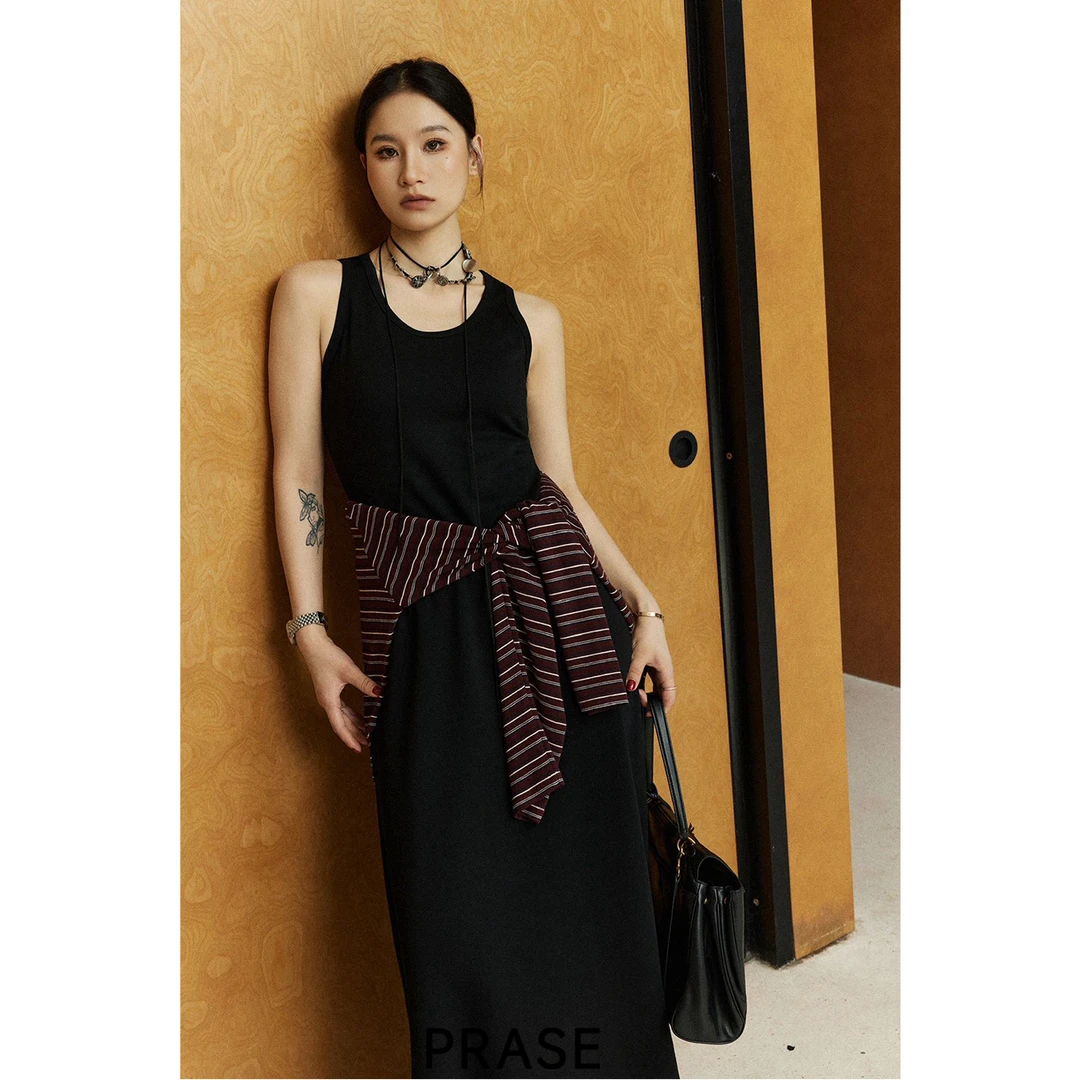 PRASE·噜【半岛恋曲】微胖轻奢设计款秋天丝女休闲背心裙PR508C44