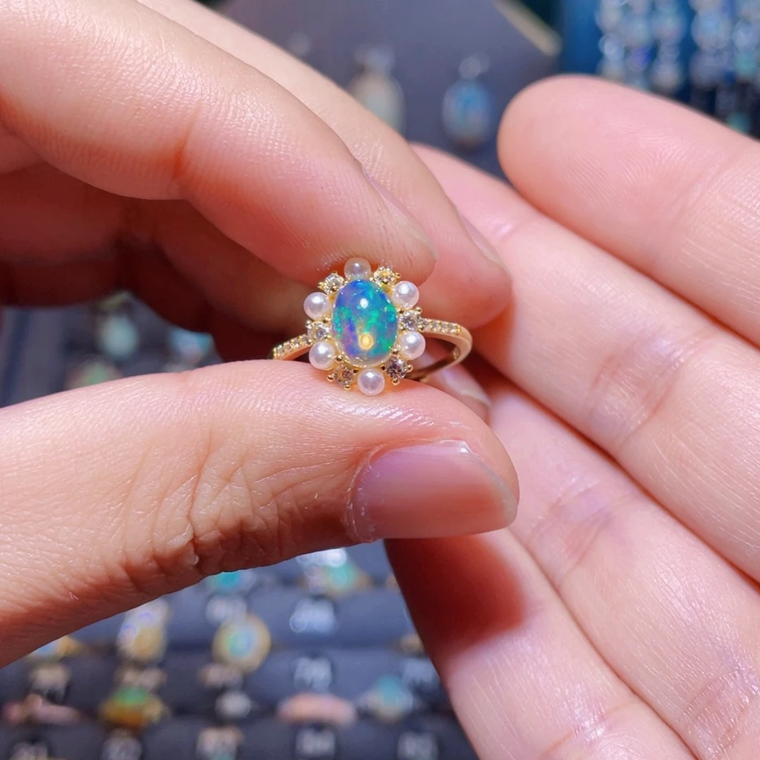 欧泊戒指）银S925镶嵌煎***?