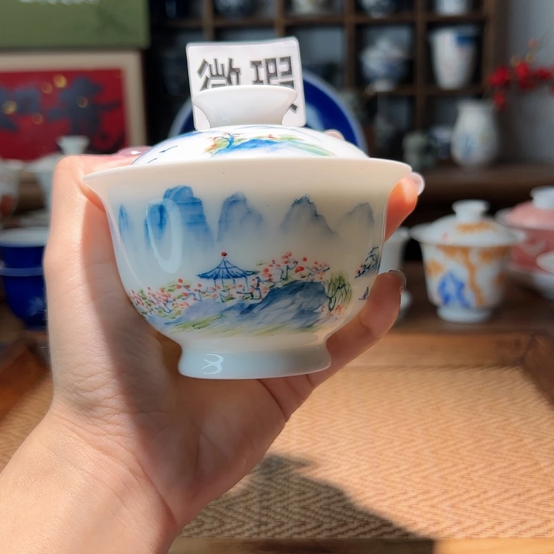 【闪购商品】微瑕 手绘 盖碗