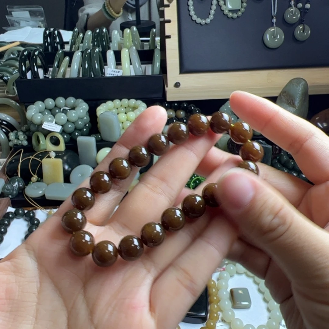 紫***）和田玉未镶嵌手链