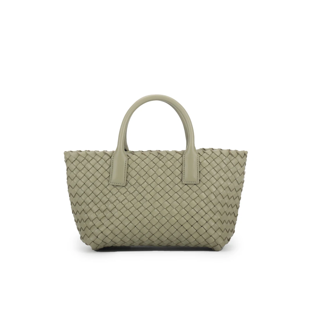 时尚迷你羊皮双面编织菜蓝子小众黑色休闲百搭手提包包