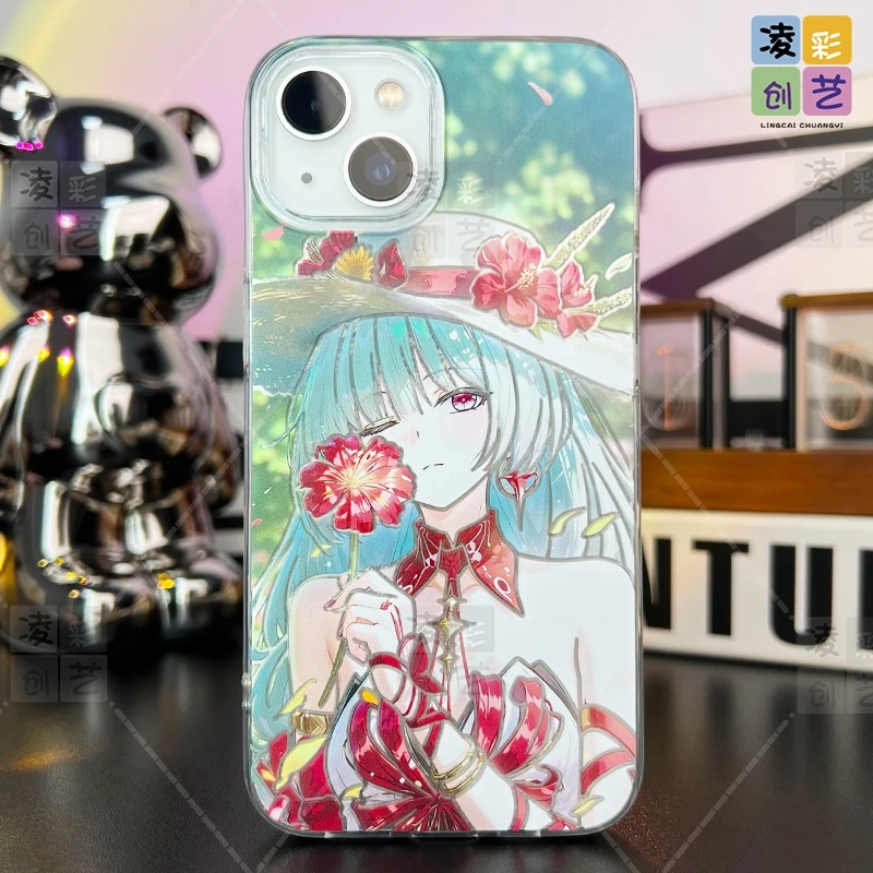 凌彩创艺适用于苹果16小米华为花花弗洛洛大孔IMD冰川纹壳