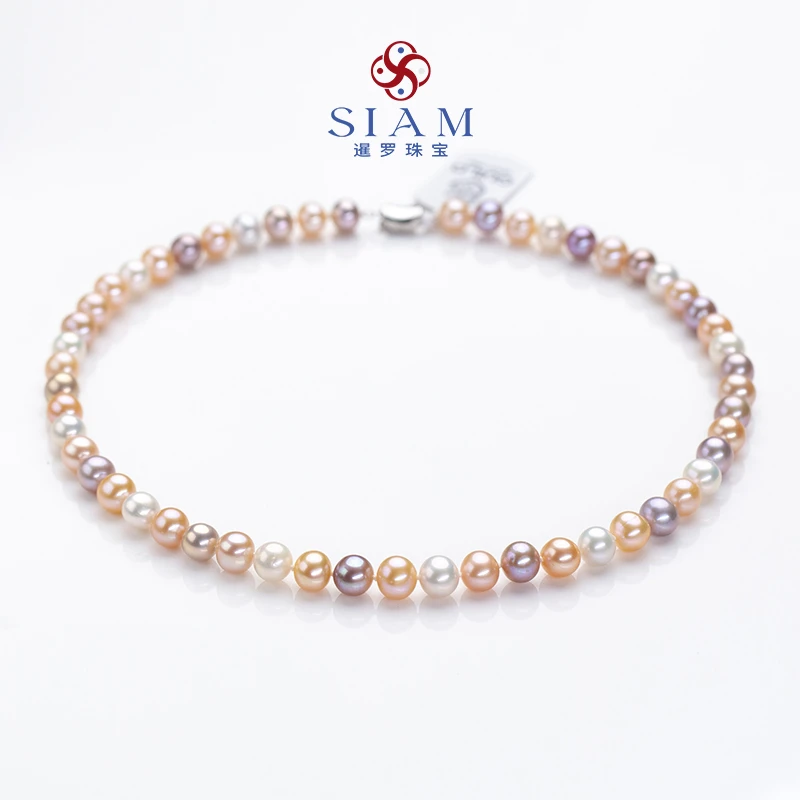 【暹罗珠宝】吉尔德天然特选无核糖果珍珠项链7-8mm 017A