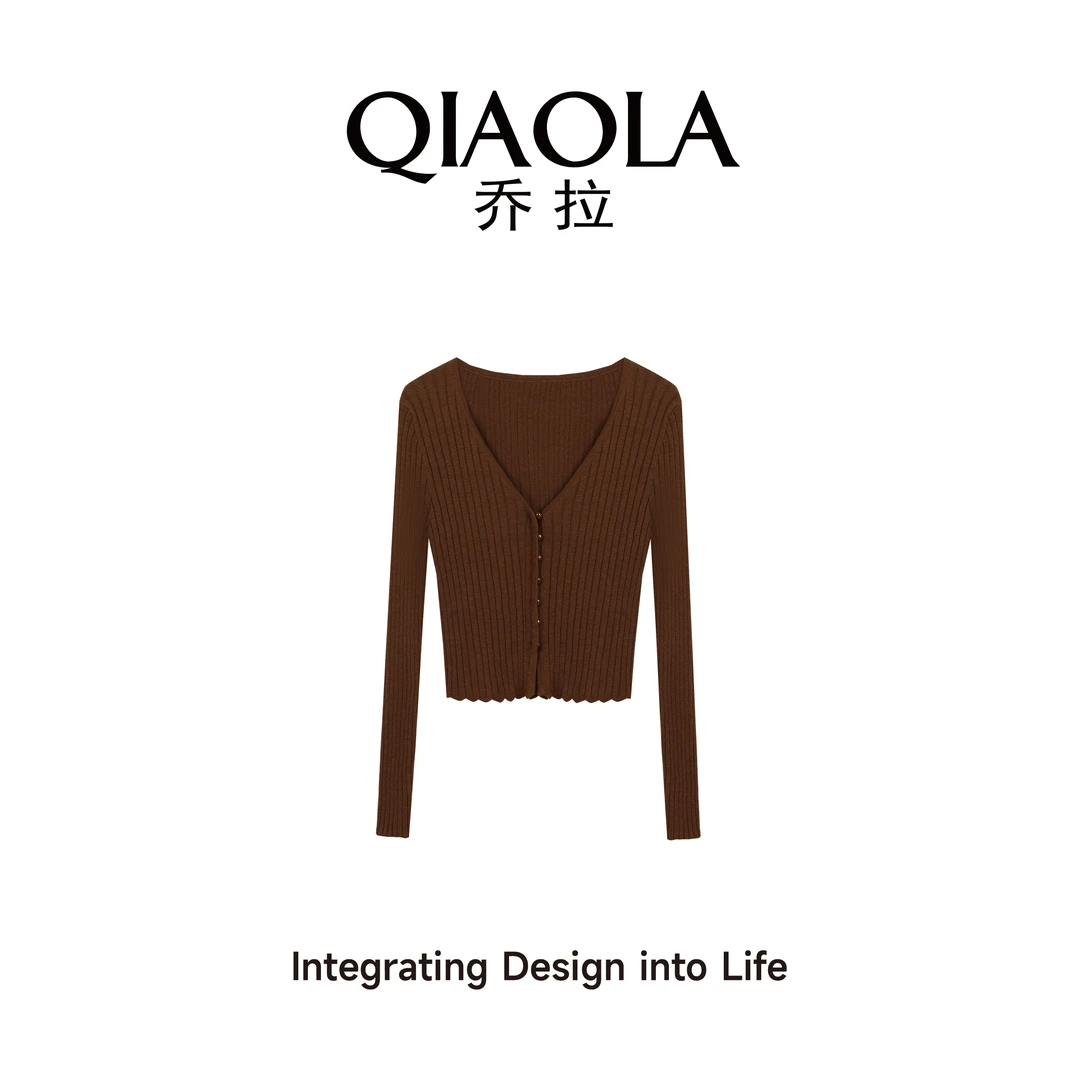 QIAOLA/乔拉【花漾雅韵】春夏季新款羊毛混纺正肩设计百搭上衣预售