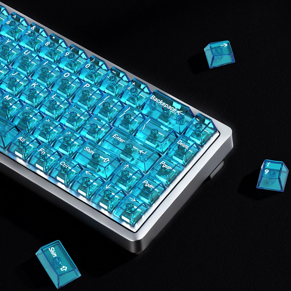 【送爱心键帽】多彩色 透明水晶键帽PC材质磁轴机械键盘冰晶全透光