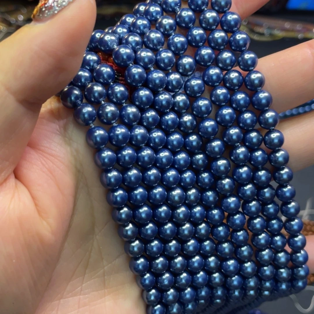 6mm贝珠强亮光蓝紫色一条刀马旦配珠