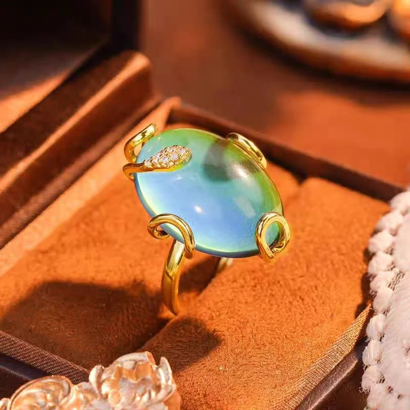 铜合金戒指 感温变色S豪华奢华精致ins彩色戒指小众-5605-3