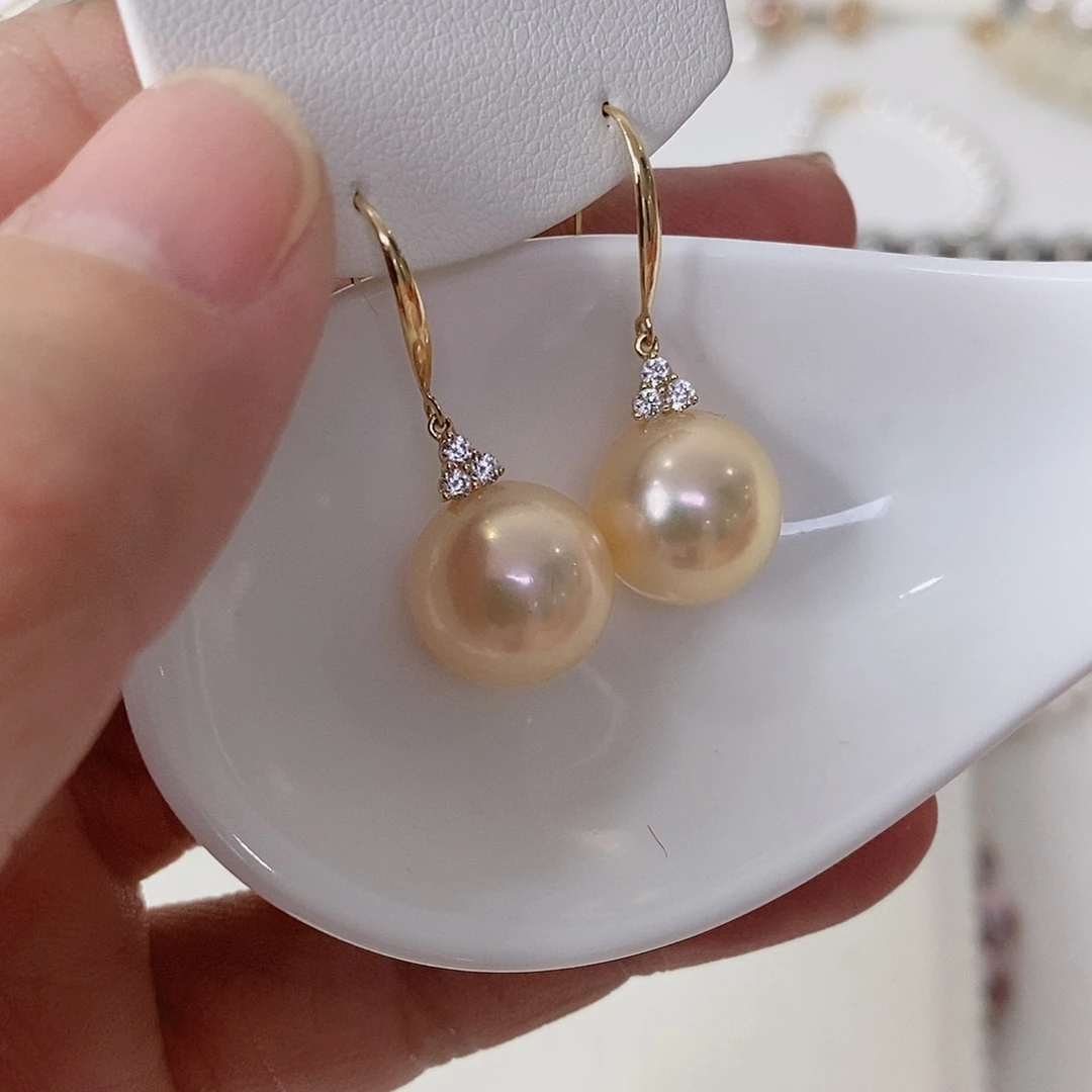 淡水珍珠耳饰18K金镶嵌12-12..5