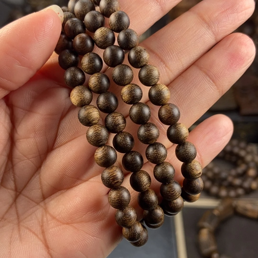 沉香手串玉****运越南芽庄白棋楠留疤