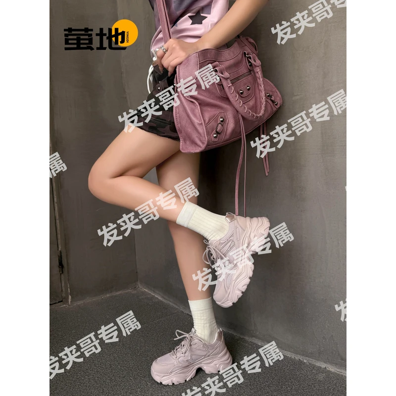 （Labubu）2025新款夏季单网透气运动休闲百搭厚底老爹鞋52E25