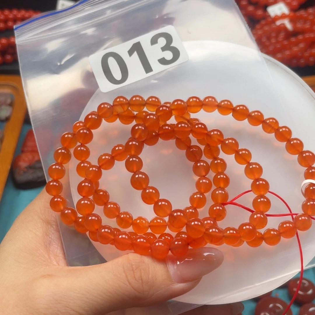手链未镶嵌南红玛瑙冰红多圈6mm