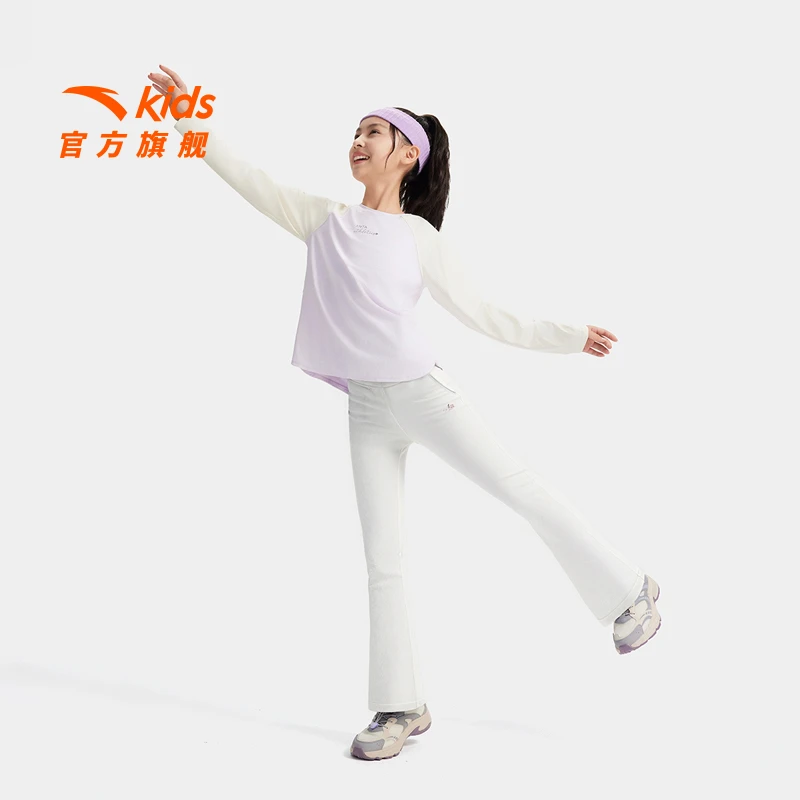 安踏儿童女童针织运动长裤2025新款上新舒适亲肤青少年网球运动裤