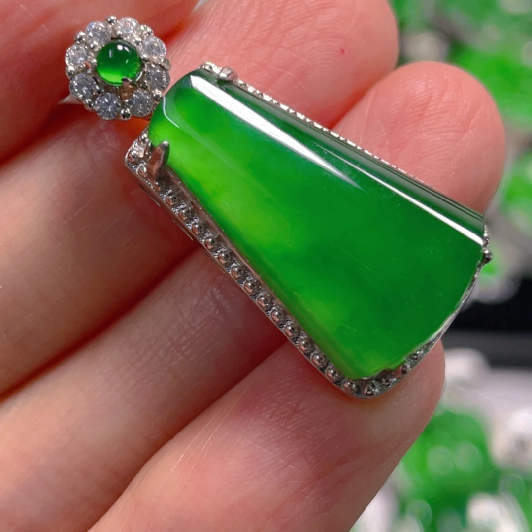 翡翠银S925镶嵌吊坠(不含链)