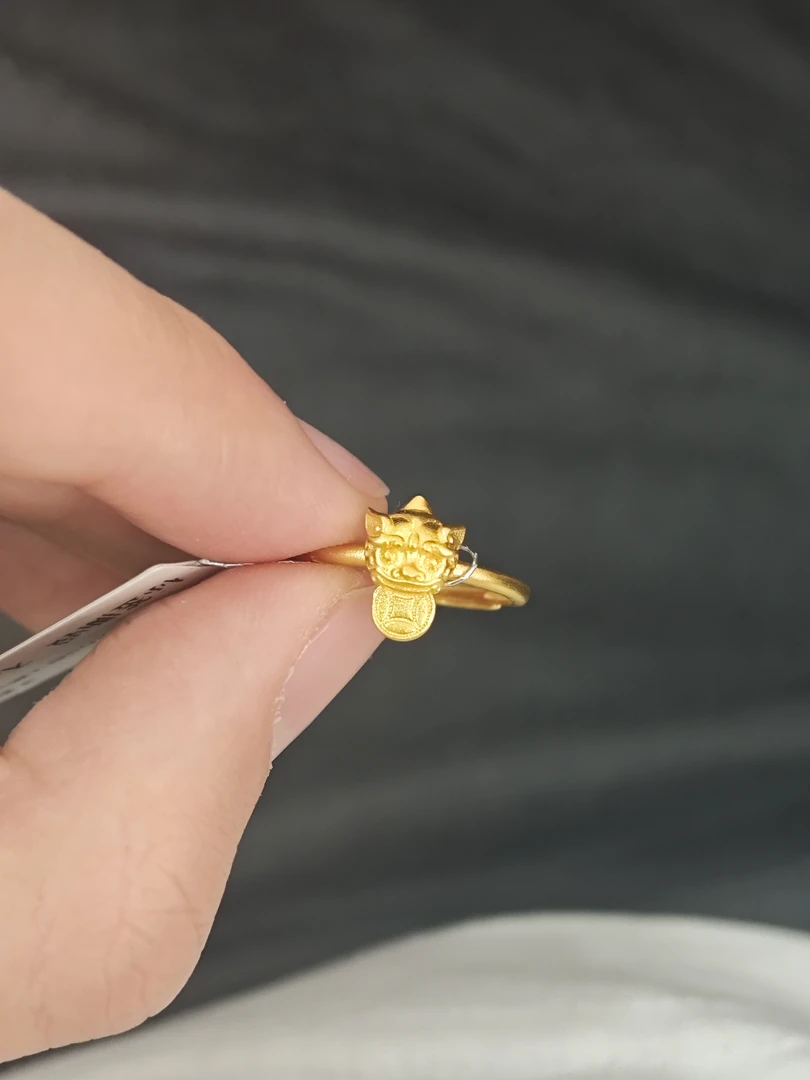 足金999 貔貅钱币开口戒指