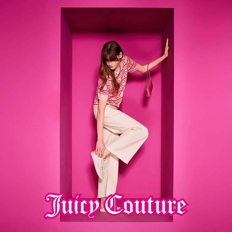 JUICYCOUTURE甜美樱桃logo提花短袖女式针织衫