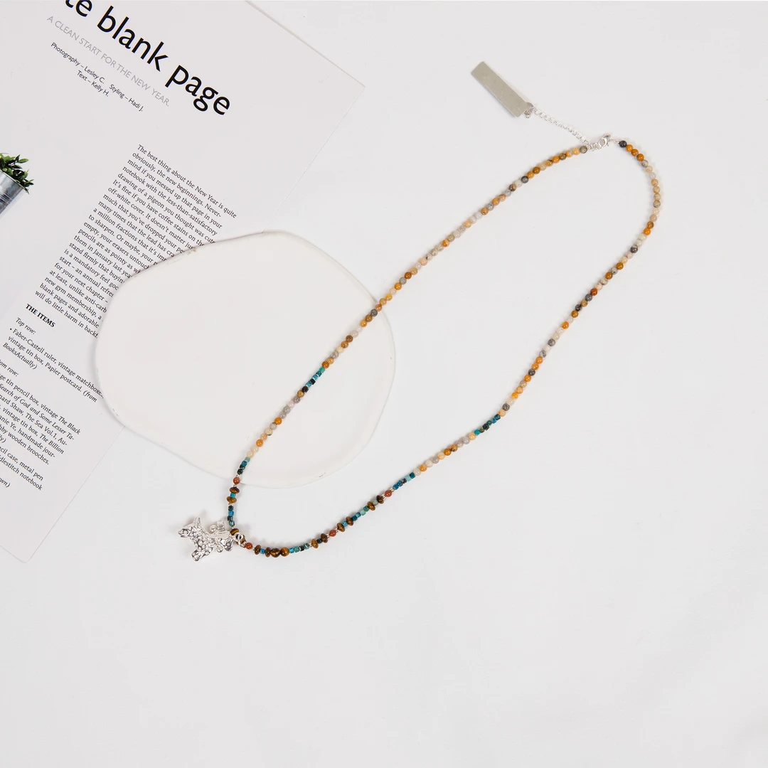 银吊坠 【马上有銭】3537新款彩绳梦幻旋转木马吊坠项链