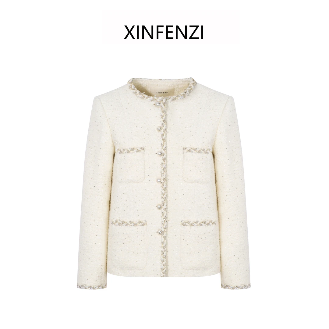 【在逃千金】XINFENZI 超哇塞重工珠片绣小香外套 WJK34289