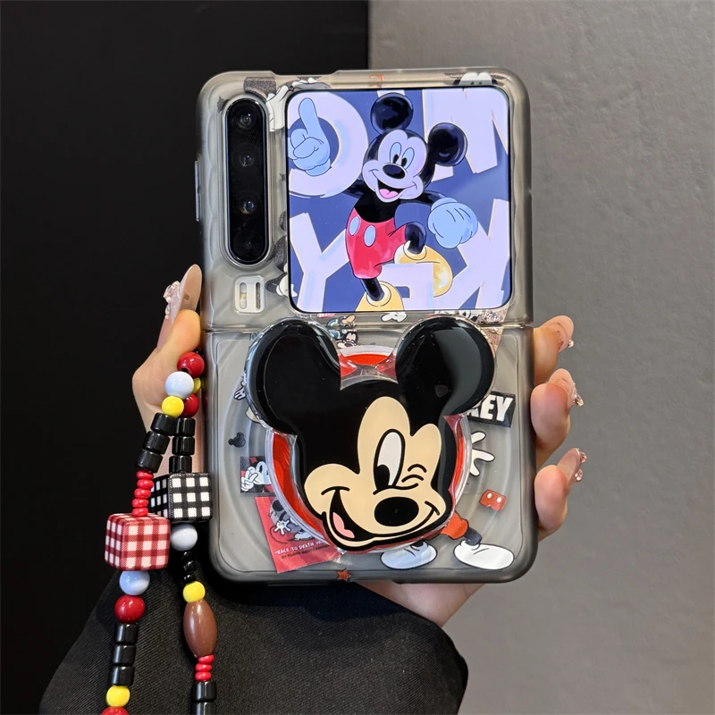 适用华为purax典藏版折叠屏手机壳pocket2透黑波漾纹米奇磁吸支架