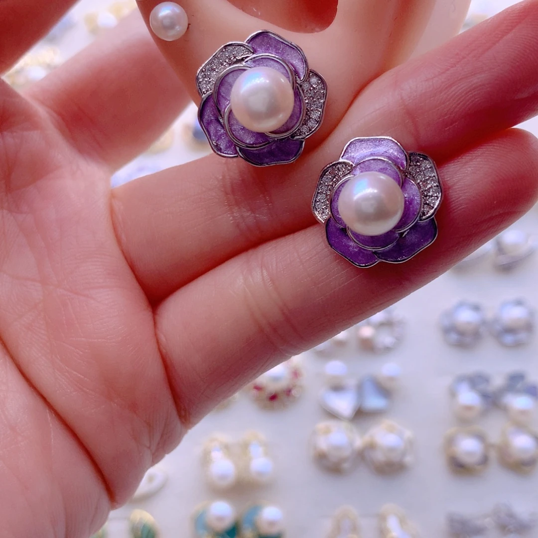 合金淡水珍珠耳饰