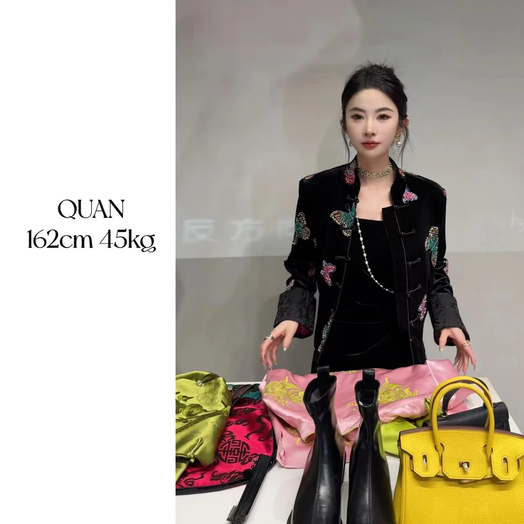 现货【梦蝶】秋季网红气质时尚休闲百搭醋纤丝绒上衣外套