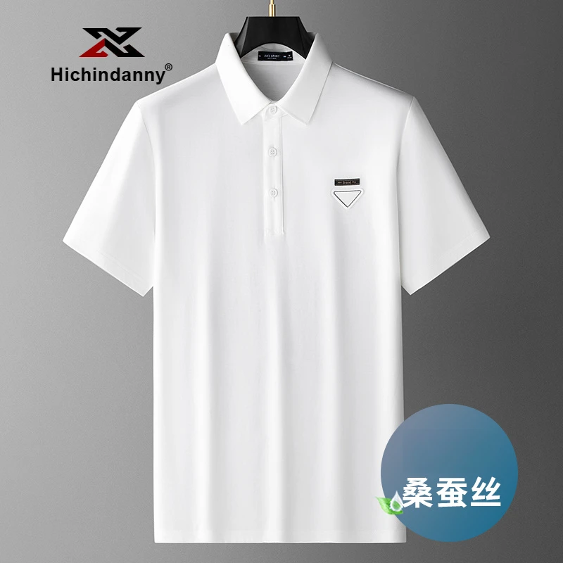 短袖T恤男夏季薄款宽松POLO衫T纯色半袖白色冰丝体恤男简约百搭