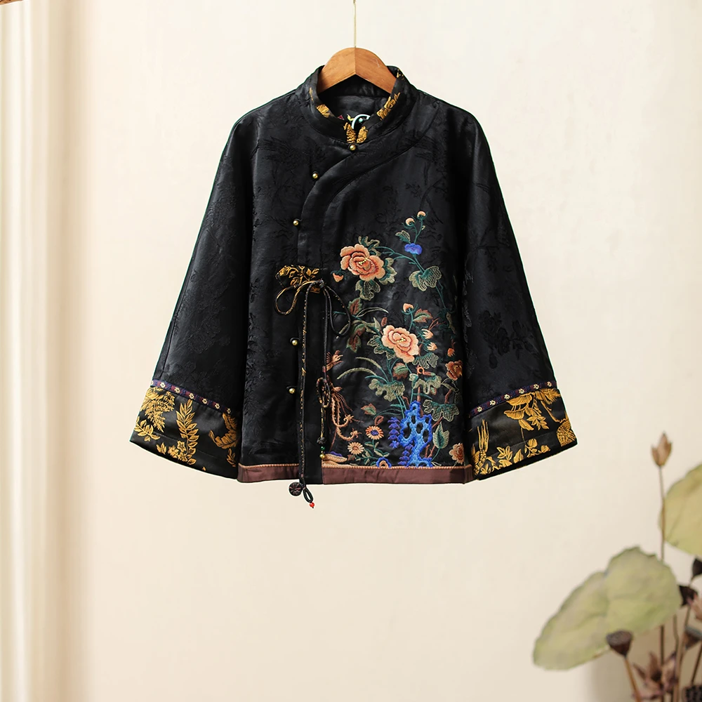 新中式民族风短款复古提花端庄绣花棉衣短外套上衣235707