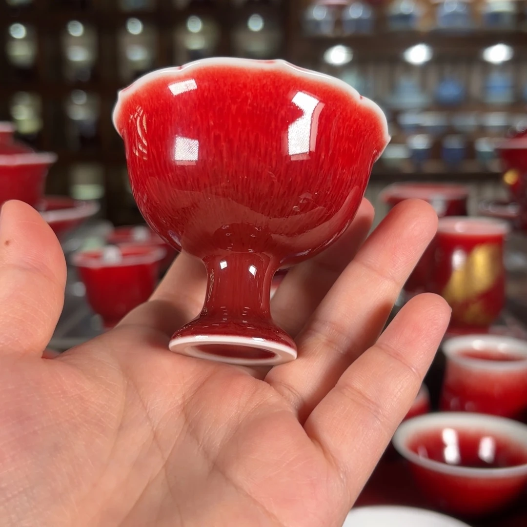 杯子景德镇原矿朗红杯