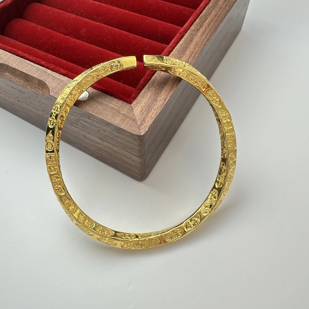 足银手镯 999扭吉言手镯浮雕古法工艺轻奢时尚银饰生日节日礼物