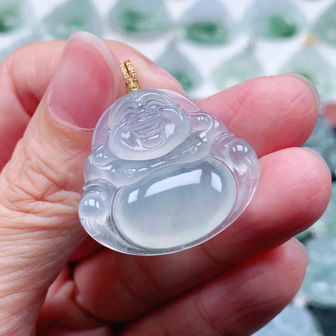 吊坠(不含链)18K金镶嵌翡翠