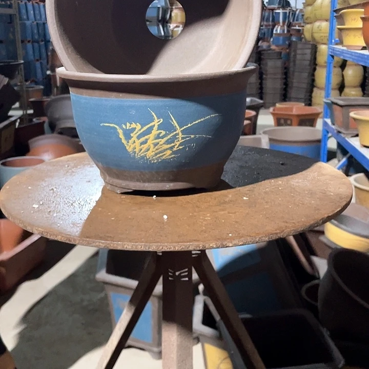 25-25蓝色花盆花盆