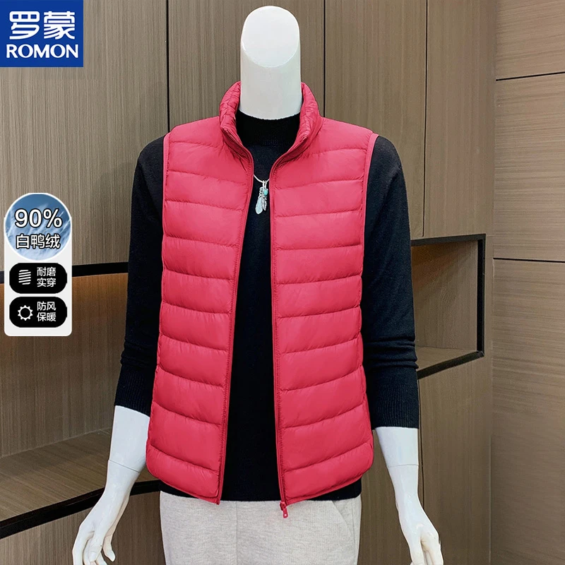 罗蒙洋气妈妈冬装轻薄内搭背心秋冬季新款中老年人女装羽绒服马甲