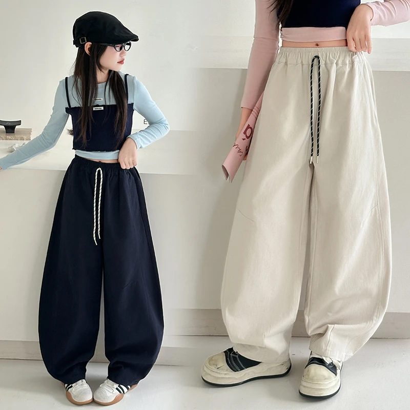 女童秋季新款直筒镰刀裤2025女大童时尚休闲裤6-12岁女孩洋气宽松