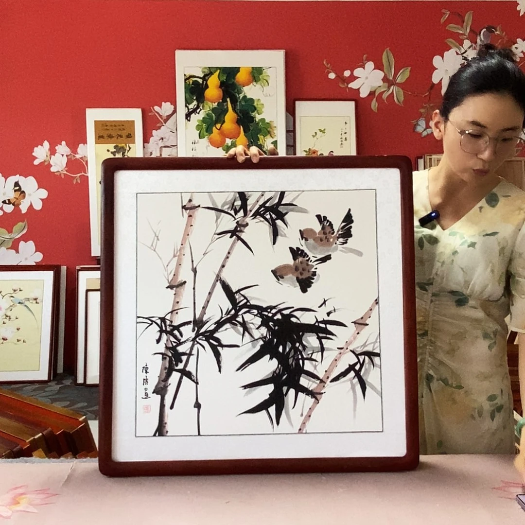 国画手写手绘带框包邮62✖️62国画作品