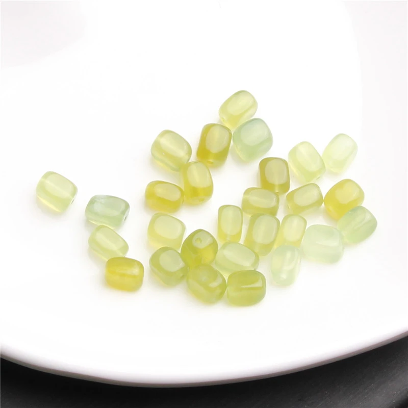 老料全玉华绿舒长四方随型7MM散珠 K0121 多样性发一