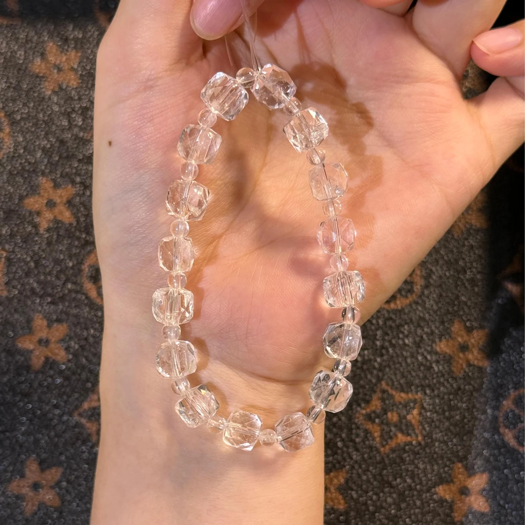 A梦珠宝-白水晶钻切8mm成品手串diy
