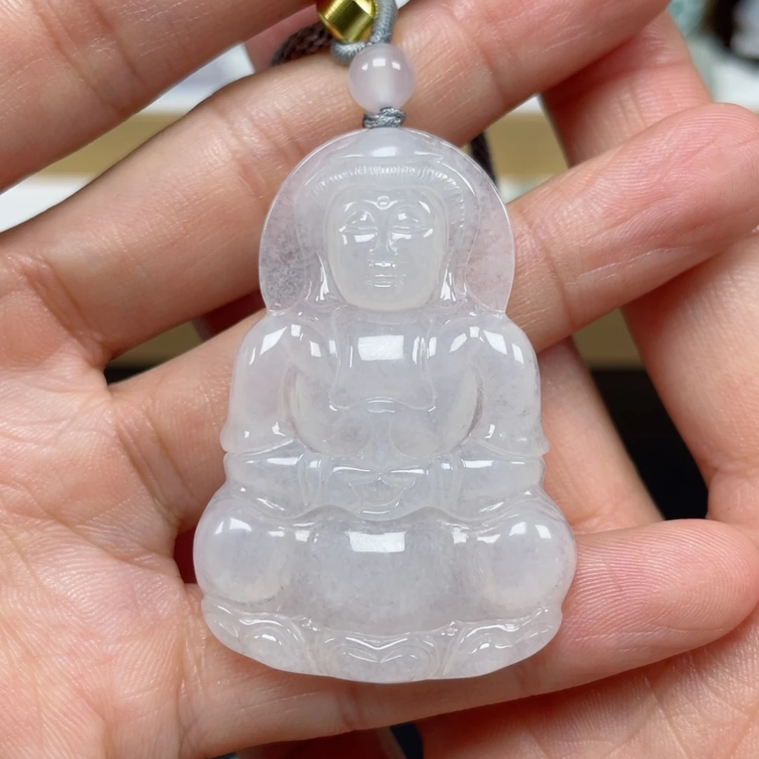 翡翠颈饰未镶嵌天然翡翠A货观音120号