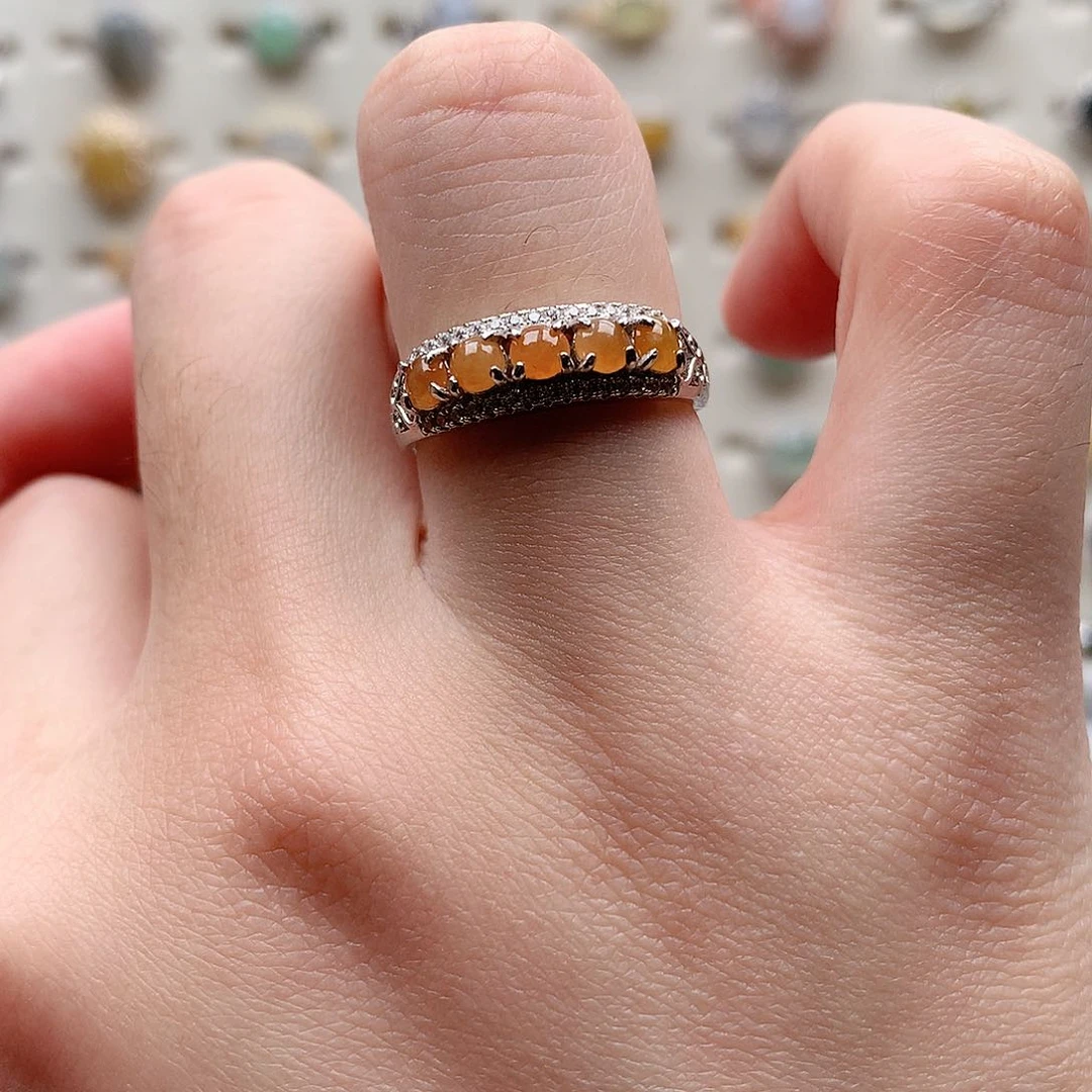 翡翠戒指银S925镶嵌0193