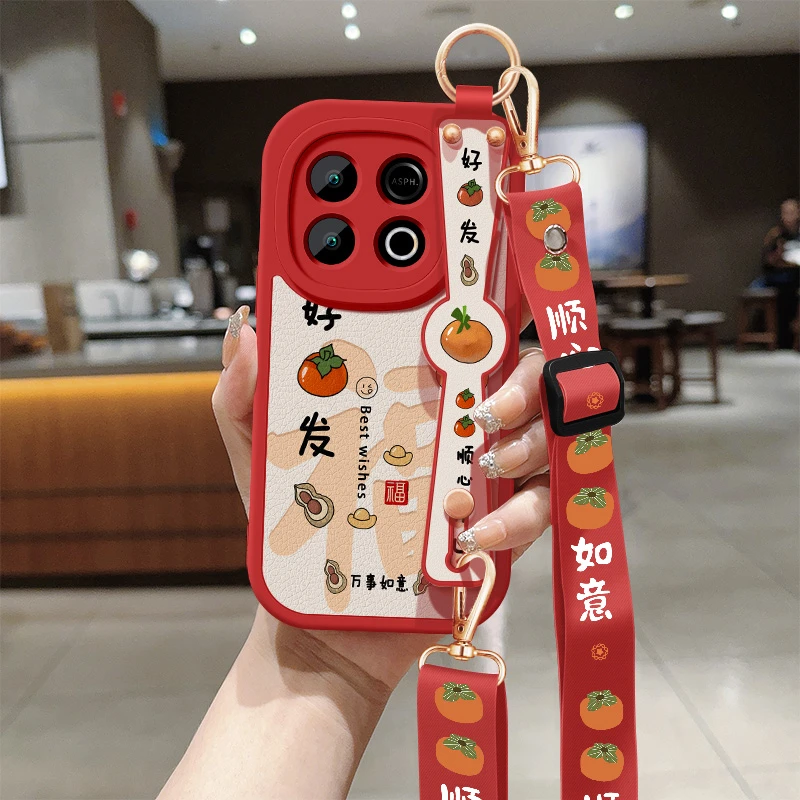 好柿发生适用vivoy300gt手机壳新款腕带小羊皮斜挎挂绳全包保护套