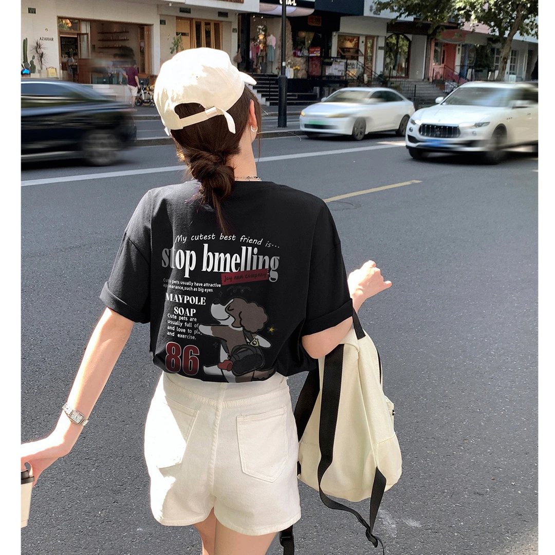 【天猫同款】短袖T恤女2025夏季纯棉T恤女宽松百搭半袖上衣时尚显瘦