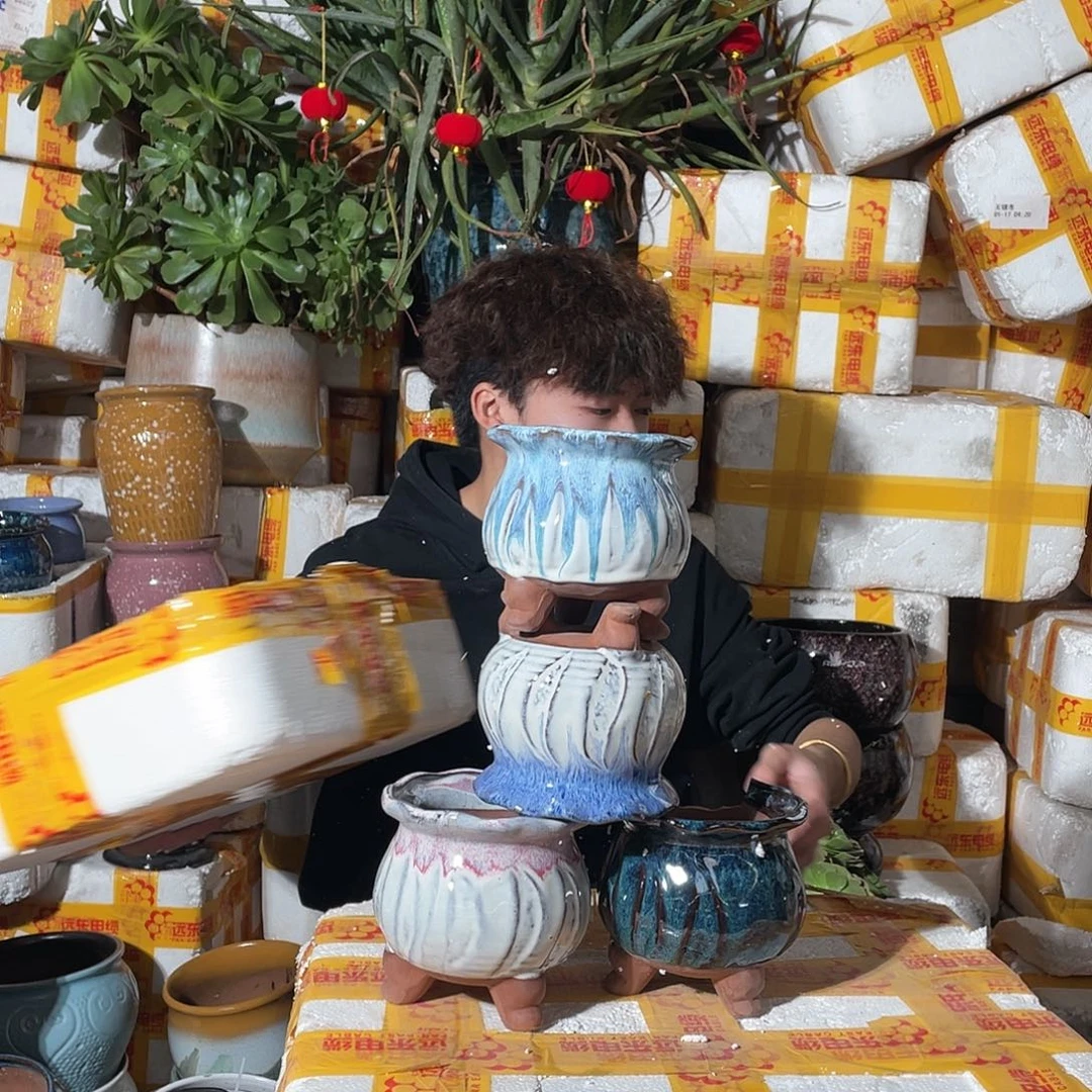 无铅玻璃宜兴紫砂花盆