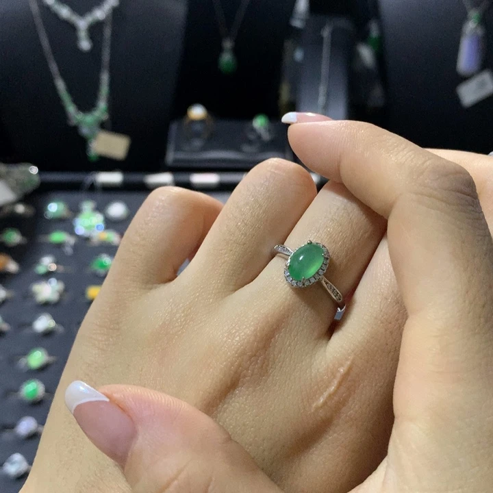 翡翠银S925镶嵌戒指