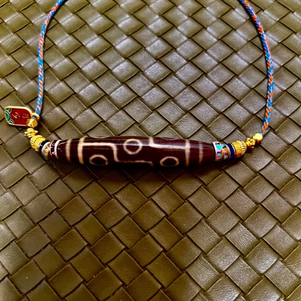 合金吊坠 九眼玛天瑙珠手工时尚复古编织编绳藏式彩色百搭精美