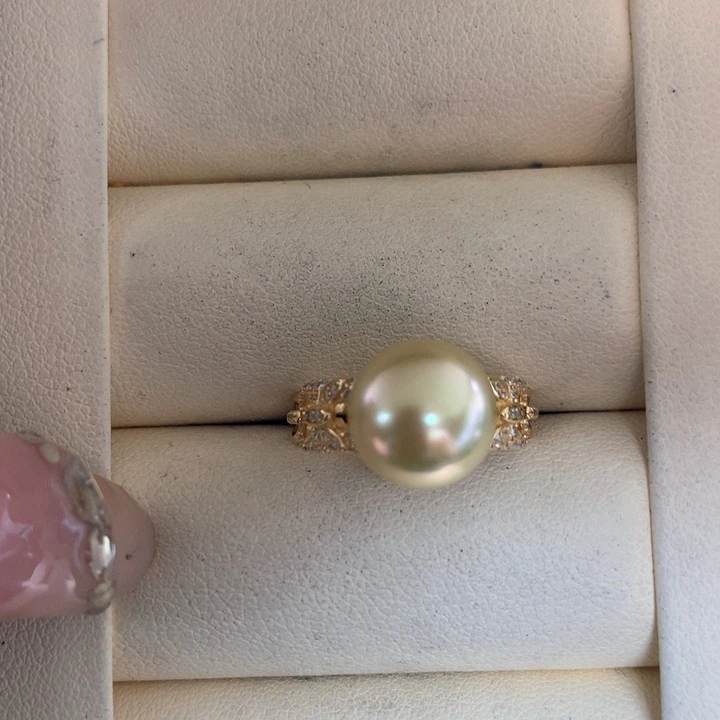 银S925镶嵌戒指海水珍珠